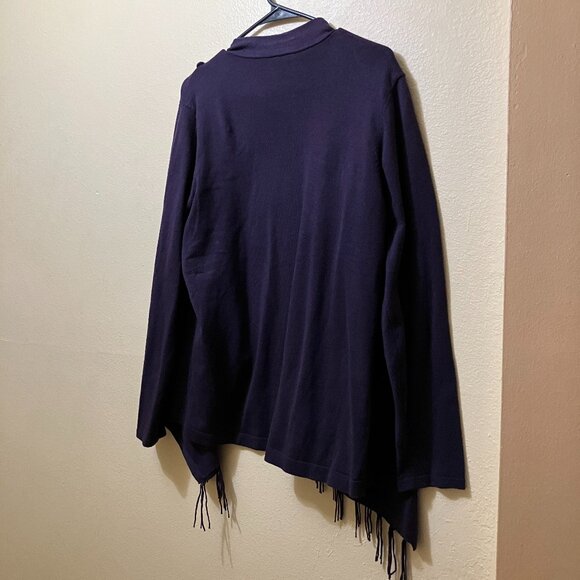 Chico's Women's Purple Fringe Wrap Lightweight Sweater Cardigan Size 2/Large - Picture 2 of 7